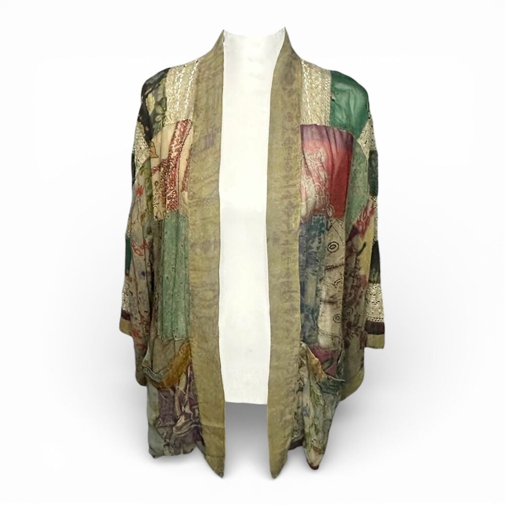 NWT YOUNG THREADS Patchwork Open Jacket Size:Sm